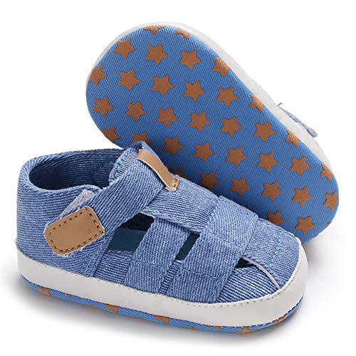 Meckior Summer Baby Infant Boys Sandals Canvas Soft Sole Non-Slip Closed Toe First Walkers Shoes