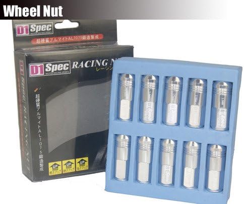 D1 Spec Wheel Lug Nuts F(Silver) 20xpcs 1.25MM x M12 Universal Fit for Most Vehicle