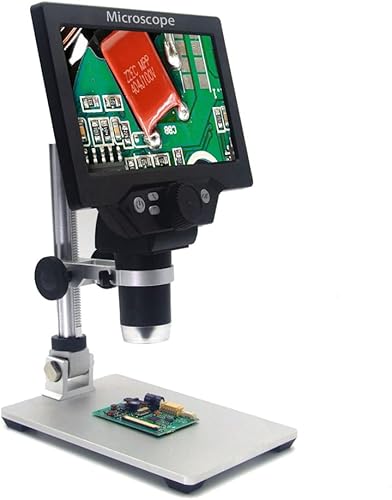 Weytoll Microscopio digital G1200 Pantalla a color grande de 7 pulgadas Pantalla LCD de base grande 12MP 1-1200X Lupa de amplificación continua con