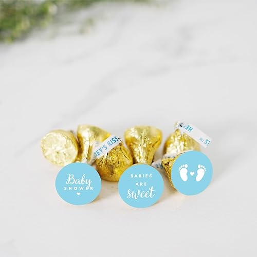 Miniatura 2 de Andaz Press Trío de etiquetas de gotas de chocolate, se adapta a besos, baby shower, azul bebé, paquete de 216