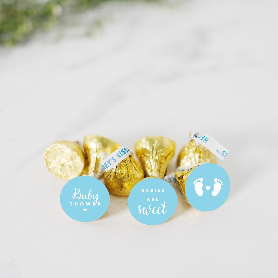 Andaz Press Chocolate Drop Labels Trio, Fits Kisses, Baby Shower, Baby Blue, 216-Pack