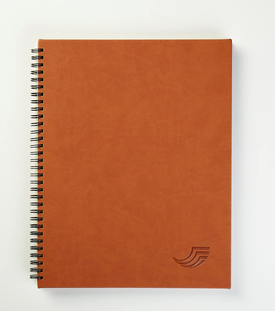 Selarde All Purpose Thermo Leather Hard Cover Notebook, 64 sheets/128 pages with Mid-Page Divider Line, 8.5 x 11 inches, 90 gsm paper, Twin-wire binding (Brown)