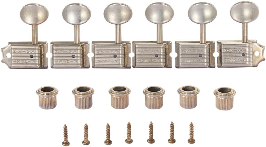 Premium Vintage Guitar Tuners Tuning Machines Peg Guitar Tuning Keys with Split Shaft for Strat/Tele/Jaguar Metal Oval Key Lefty Relic Aged Nickel