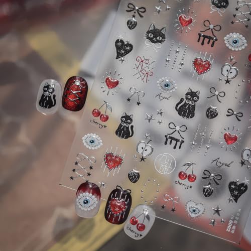 Image of Black Cat Nail Art Stickers Halloween Nail Stickers Gothic Nail Decals