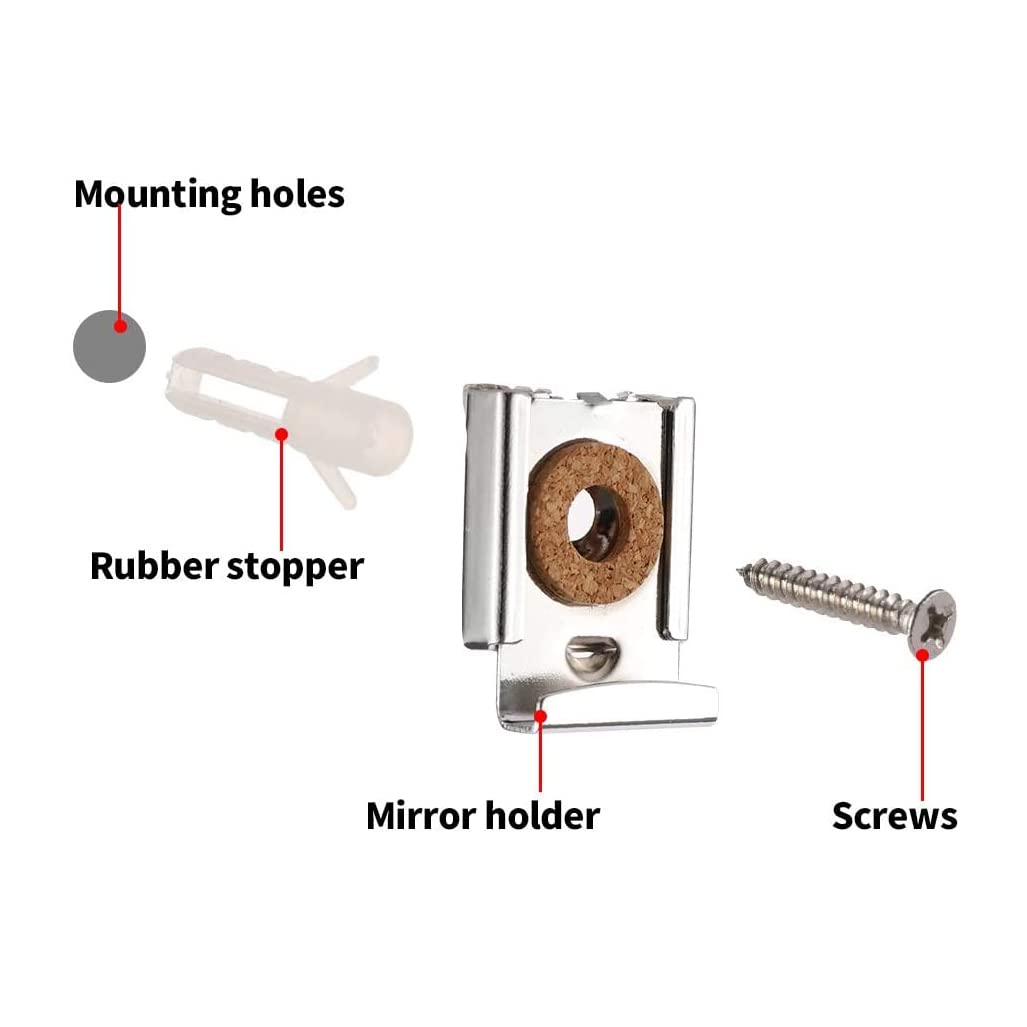 Kit 24 Supporti Per Specchio In Acrilico E Metallo, 4 Stili, Per Vetro Da 1/4", Con Tasselli E Viti