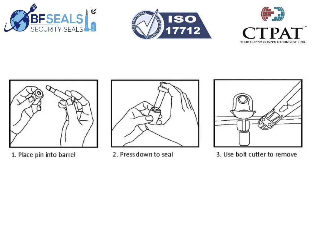 High Security Bolt Seal HK, 200 pcs, Yellow, for Containers, ISO & C-TPAT Certified, Barcode & Sequential Numbering. Choose eco BFSEALS for Premium Seal. Free & Quick USA Shipping!