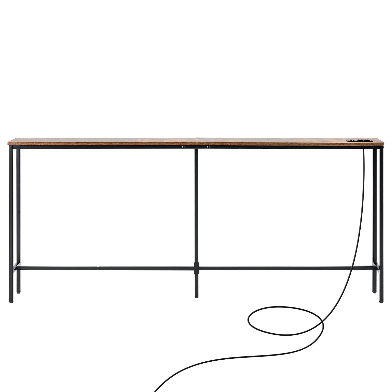VEVOR Wąski stolik konsolowy, stół wejściowy (długość 178 cm) z gniazdami, 1-stopniowy stół do korytarza, stolik pomocniczy, stolik pomocniczy z metalową ramą i stacją ładującą, do przedpokoju, salonu