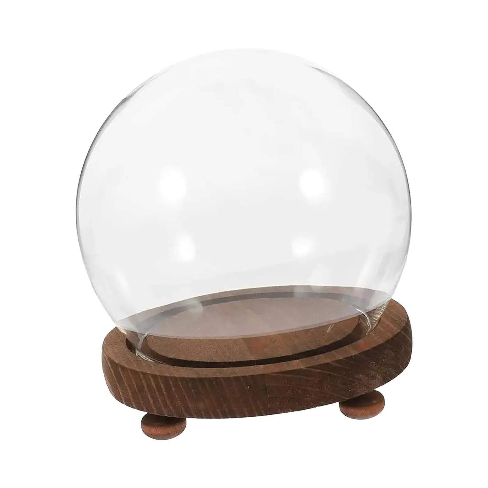 LOMNCHSG Glass Cloche Dome, Glass Cloche Dome Wooden Base Plant Flower Display Christmas Office Home 10-18cm(18cm)