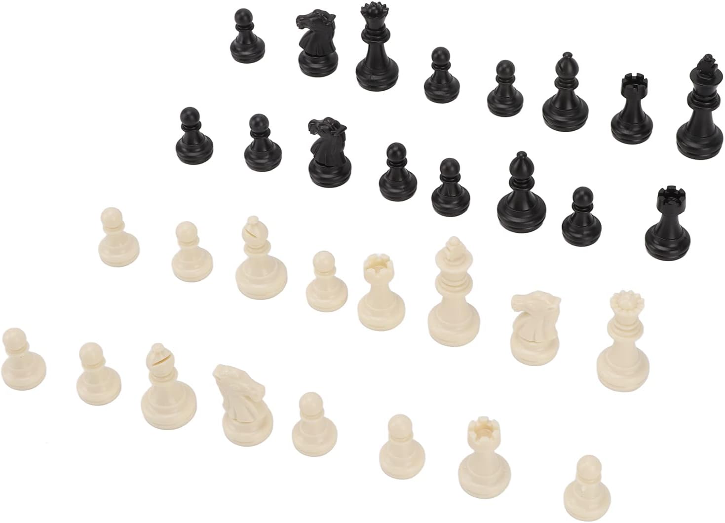 32 Pcs PS Plastic Chess Pieces, Replacement Mini Chessmen with Handbag for Party Camping Relaxing (Black White)