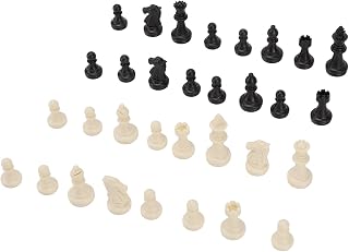Pissente Replacement Chess Pieces Chessmen Set 32 PS Plastic Mini Chess Pieces with Portable Handbag for Party Camping Relaxing (Black White)