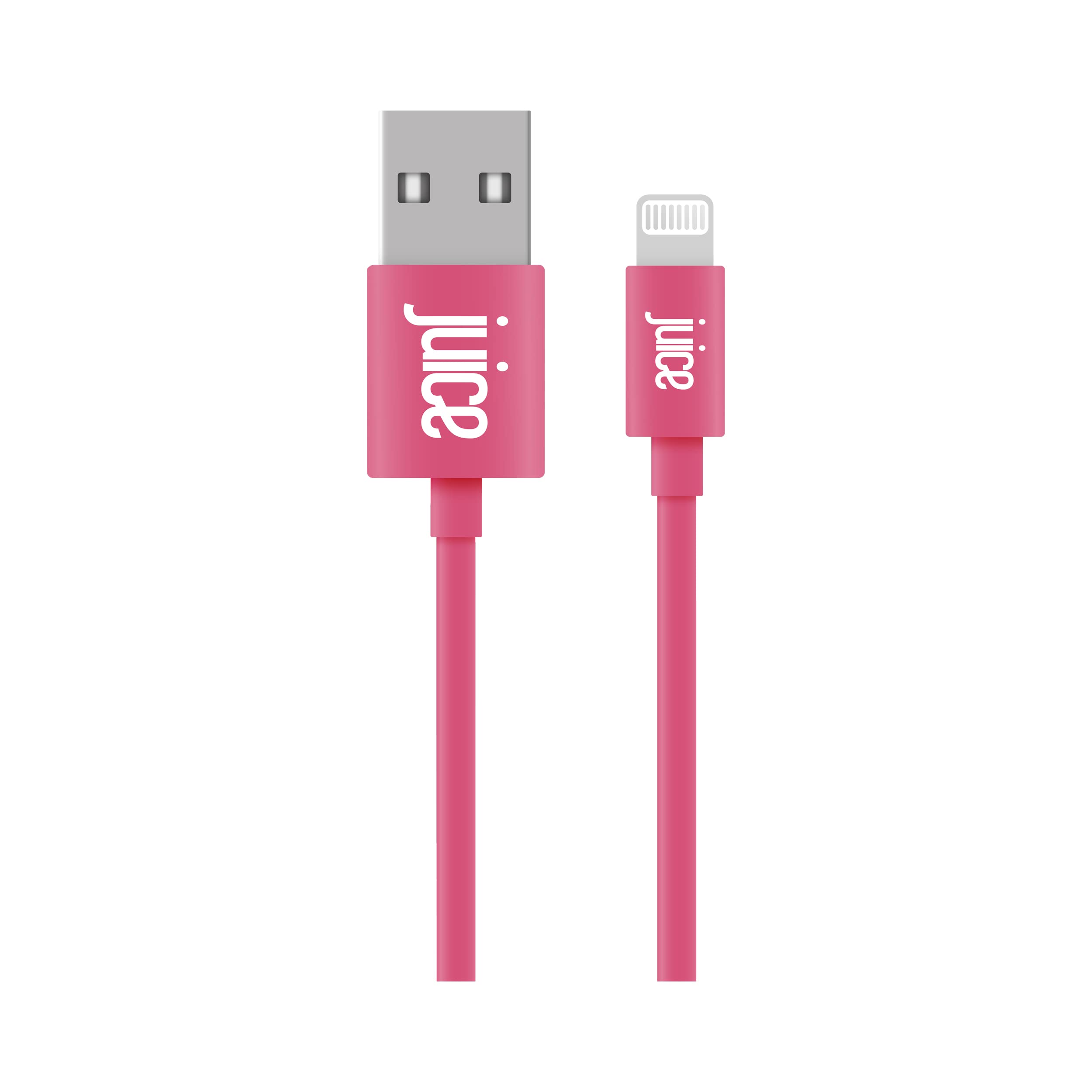 Juice Apple iPhone Lightning 3m Charger and Sync Cable for Apple iPhone 13, 13 Pro, 12, 12 Mini, SE, 11, XS, XR, X, 8, 7, 6, 5, iPad, Airpods Pro - Raspberry