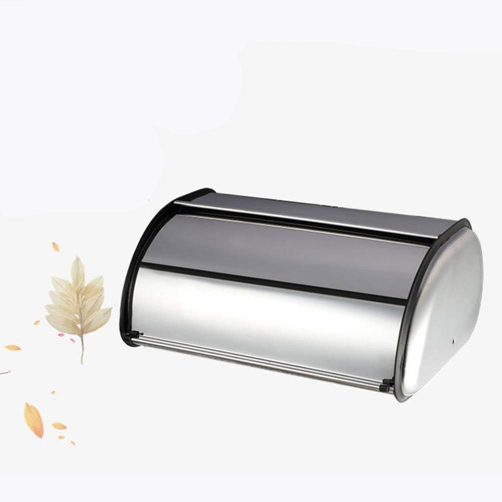 Garneck Stainless Steel Bread Box Roll Top Bread Box Storage Bin for Kitchen Metal Bread Bin Bread Storage Bread Holder (Silver)