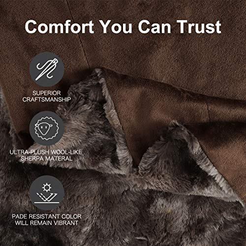 Manta para sofá y cama con felpa suave de lujo reversible marrón 130x150 cm 7