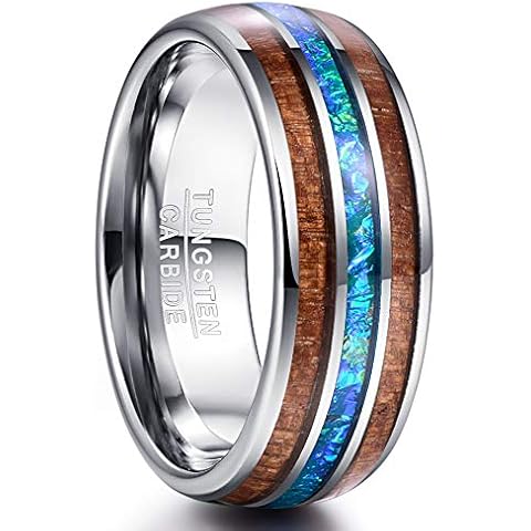 NUNCAD Tungsten Ring with Koa Wood Inlay Cover