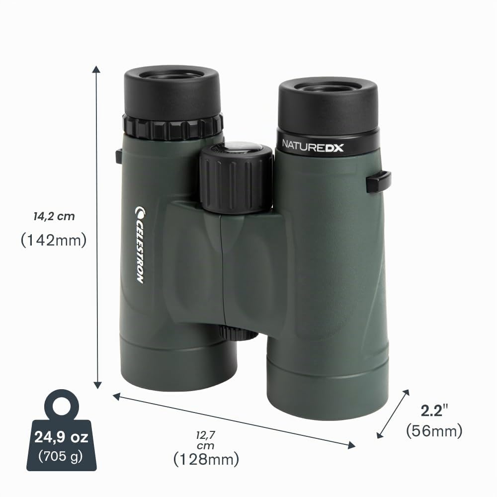 Celestron Nature DX 8x42mm Binoculars Multi-Coated Lens BaK-4 Prism Glass Carry Case Green