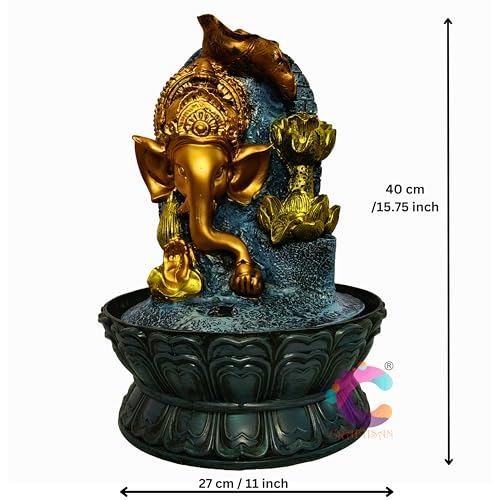 Image of Ashirvad Ganesha Table Top Water Decorative Fountain for Home Decor /Office /Indoor & Outdoor /Garden /Puja Room /Vaastu (C-069 Ashirvad Ganesha)