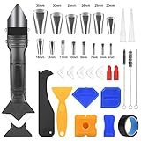 Flintronic Herramientas de Calafateo de Silicona de 35 Piezas, con Boquilla de Acero Inoxidable 12 Piezas, Herramienta de Sellado del Removedor del Silicón para la Esquina de la Ventana/Cocina/Baño