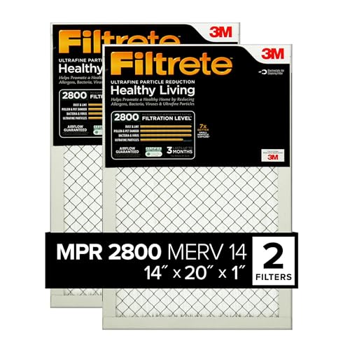 Image of Filtrete 14x20x1 Air Filter, MERV 14, MPR 2800, 2 HVAC Filters