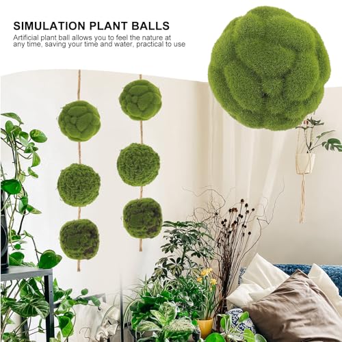 3 Bolas de musgo artificial colgantes para decoración de interior en hogar 5
