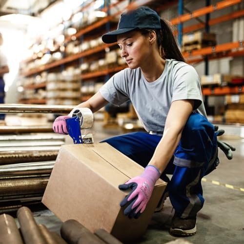 Image of KAYGO Work Gloves Women, Latex Coated, KGE19L, Recycled Material | Excellent Grip, Reduces Hand Fatigue, Lightweight and Durable. Great For Gardening, Warehouse, DIY,Pink