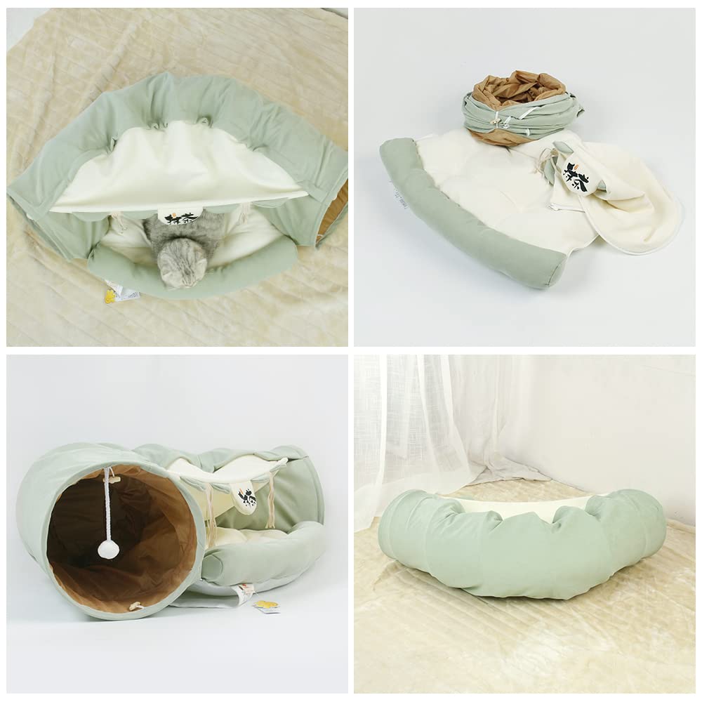 Casa para gatos, juguete interactivo para gatos, juguete de juego interactivo, plegable, hurones, conejo, cama, túneles, tubo, juguetes de interior, producto de ejercicio para gatitos (caqui)