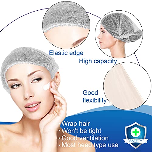 Disposable Bouffant Caps 100 Pcs,21Inches Hair Net， Elastic Dust Cap For Food Service, Kitchen Head Cover (White) #TOP3