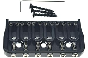 KAISH Black 6 String Guitar Fixed Bridge Electric Guitar Hardtail Bridge for Strat/Tele Guitars