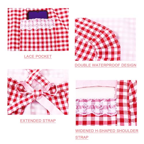 Vyooxcy RT01 Women Vintage Apron, Red And White Gingham 100% Cotton Apron thumb #2