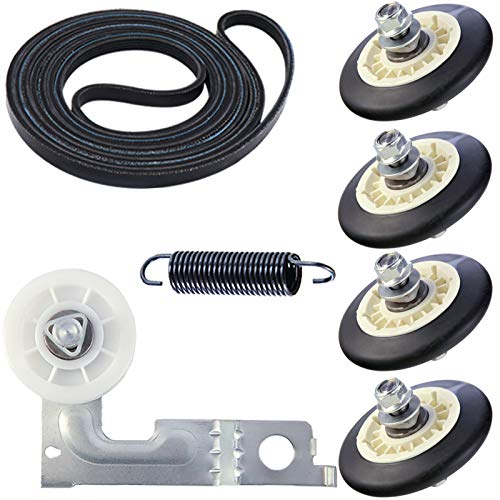 Upgraded Dryer Rollers Kit Compatible with LG Kenmore Dryers Parts Includes Drum Roller 4581EL2002C Dryer Belt 4400EL2001A and Idler Pulley 4561EL3002A (6 roller kit)