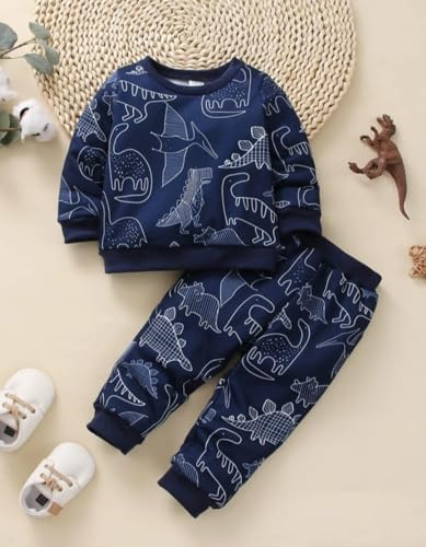 Image of Cotton Boy's Sweatshirt and Jogger Set | Printed Full Sleeves T-shirt and Pant Set for Kids