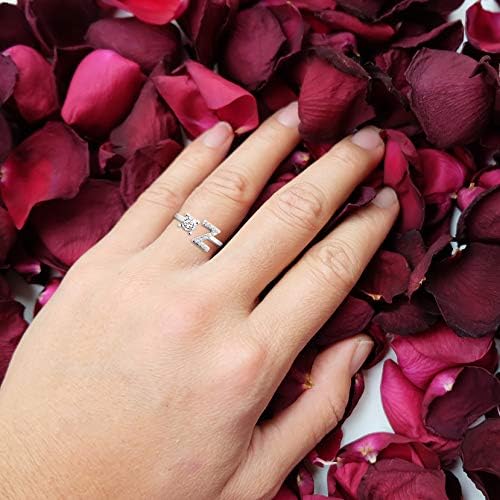 FUTIMELY Initial Letter Ring Alphabet Ring A-Z Silver Crystal Open Adjustable Personalized Initial Ring for Women - Image 7