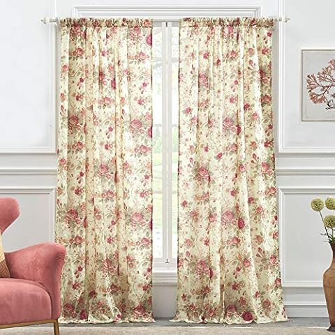 Greenland Home Antique Rose Curtain Panel Pair, 42 x 84 inches, Multi Color Cover