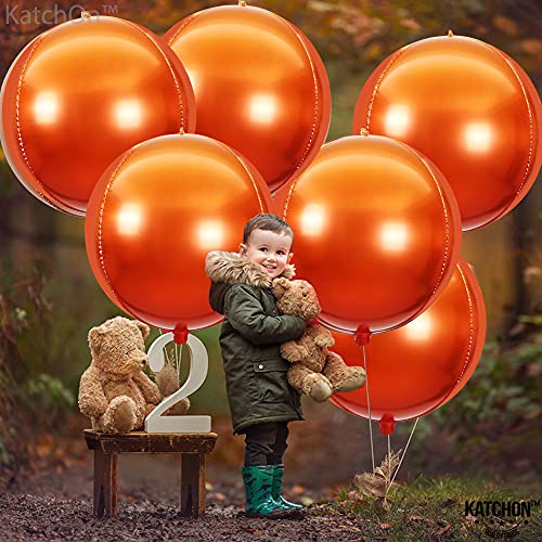 Image of KatchOn, Orange Balloons - Big, 22 Inch, Pack of 6 | 4D Foil Metallic Balloon for Birthday Decorations, Orange Party Decor | Baby Shower Decorations, Basketball Party Decorations, Wedding, Graduation