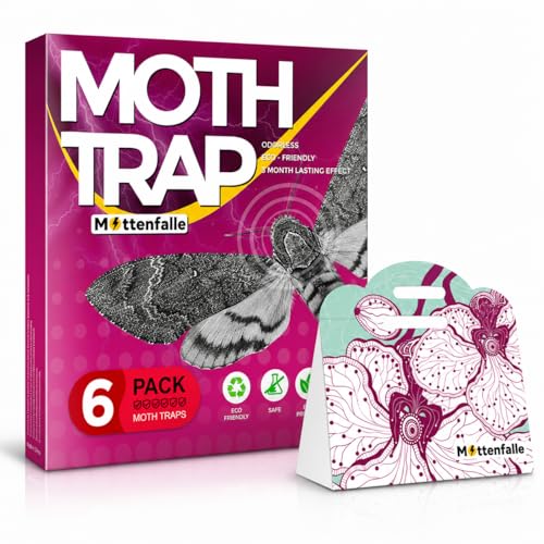 Mottenfalle Clothes Moth Traps, 6-Pack – Premium Pheromone Sticky Traps for Closets, Wool Clothing, Carpets & Home Fabrics – Odorless, Non-Toxic & Eco-Friendly Protection (Table-Top)