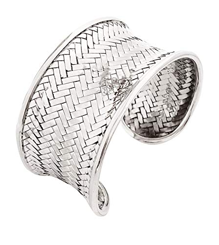 Bracelet jonc épais en argent sterling femme manchette large 25 mm