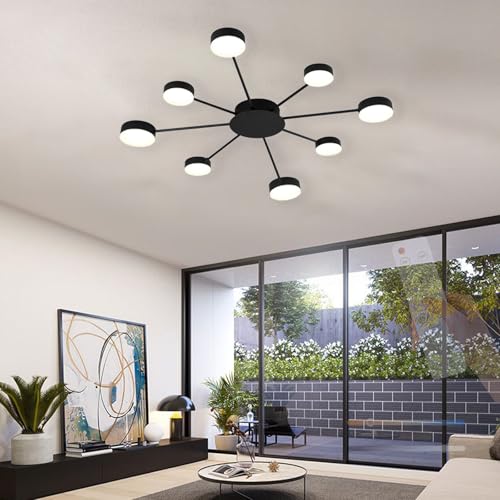 LED plafonnier moderne semi encastré noir luminaire de plafond télécommandé 2700K-6500K