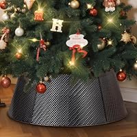 Lanpn Metal Christmas Tree Collar 50cm, Christmas Tree Ring Collar for Small Mini Pencil Xmas Stand Cover Real Artificial Trees Indoor Outdoor Decoration (Black, Twill Weave)