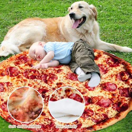 Image of Pizza Blanket Adult Size 80 Inches, Birthday Gifts for Her Him, Funny Gifts for Girlfriend Boyfriend, Novelty Pepperoni Pizza Food Blanket Oversized, Flannel Throw Blanket for Adult