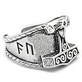 BAVIPOWER Viking Thor Hammer RuneStainless Steel Ring