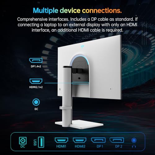 undefined KTC Monitor 27-inch White Gaming Monitor WQHD (2560x1440) Fast IPS, 300Hz (Supports 320Hz via Overclocking) 1ms 144% sRGB High Brightness 450cd/㎡, Low Blue Light, Flicker-Free, 2 x HDMI, 1 x DP H27E6 の商品画像 6