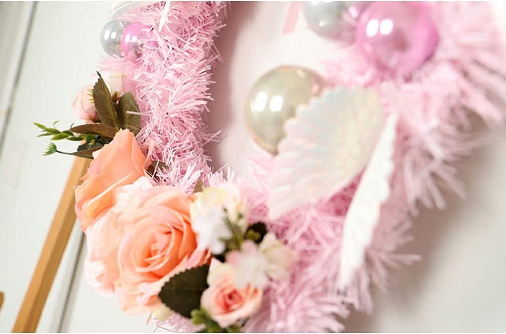 OLOTU Corona de Navidad Guirnalda de Navidad Guirnalda de Flores Rosas Artificiales Guirnalda de Puerta de 40 cm con Decoraciones Mixtas para Decoraciones de guirnaldas de Navidad Regalo