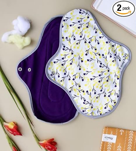 Rebelle (Pack of 2) Reusable Cotton Cloth Menstrual Sanitary Pad (M - 240mm, Dark)