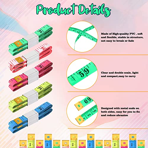 300 Pcs Soft Tape Measure Bulk Double Scale 150 Cm/ 60 Inch Fabric Measuring Tape Body Measurement Tape For Weight Loss Ruler Tape Soft Ruler For Sewing Cloth Craft Supplies, Multi Color Random #TOP2