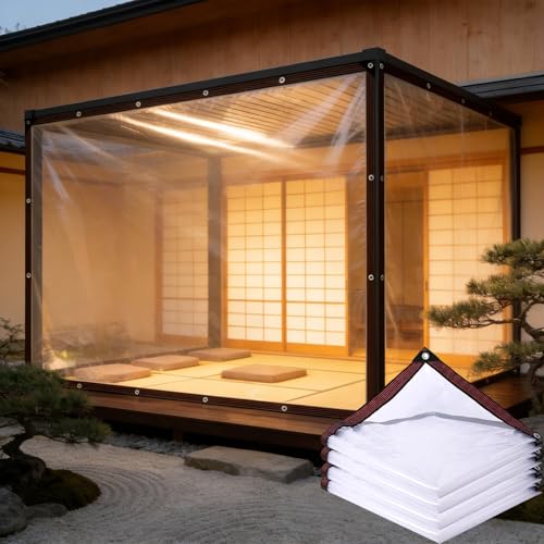 Lona transparente multiusos de 180 x 360 cm con ojales para lluvia y polvo 2