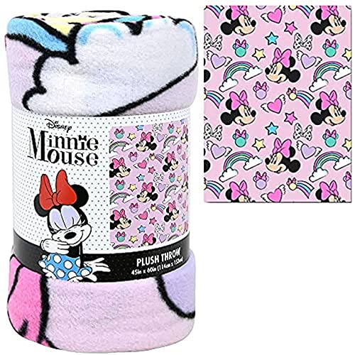 UPD, Inc U.P.D., Inc. Pink Minnie Mouse Fleece Blanket - Warm and Cozy Disney Minnie Fleece Throw Blanket, Soft Minnie Mouse Plush Throw Snuggle Blanket Size 45x60 Inch, B09F62BQMH, MultiColor, L