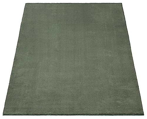 the carpet Relax Rug, Modern, Fluffy, Short Pile, Non-Slip Underside, Washable Up To 30°C, Super-Soft, Fur Look, Dark Green, 140 x 200 cm - Image 4