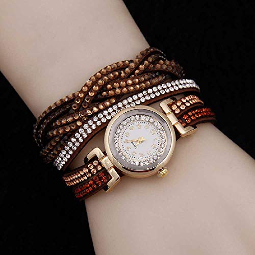 Preisvergleich Produktbild LYAO Damenuhr Mit Volldiamantarmband Twisted Twist Quarzuhr Braun