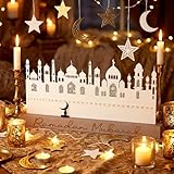 Leinuosen Wooden Ramadan Countdown Calendar Wooden Ramadan Advent Calendar Eid Mubarak Countdown Table Decoration for Muslim Festivities Decoration Gifts(Modern)