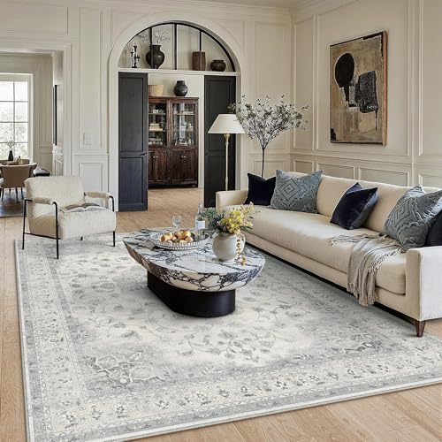 HUGEAR Machine Washable Area Rugs 6x9 Vintage Grey Living Room