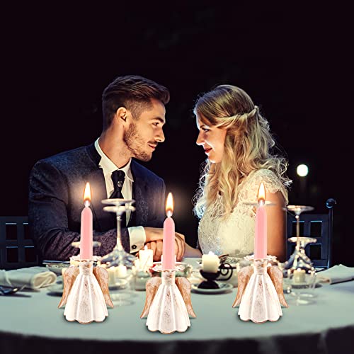Rose Gold Angel Candlestick Holders Set Of 3 For Taper Candles Vintage Modern Decorative Centerpiece Candlestick Holder For Table Home Decor, Wedding, Dinning, Party, Mantel Housewarming Gift #TOP5